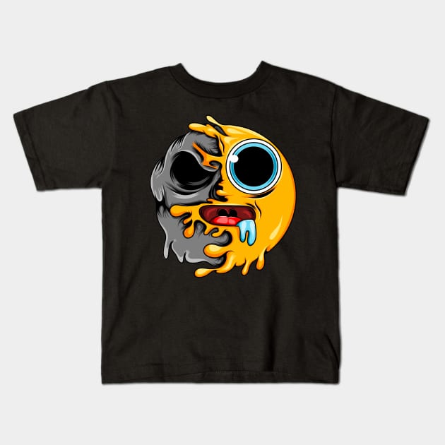 Drooling Zombie Emoji Kids T-Shirt by D3monic